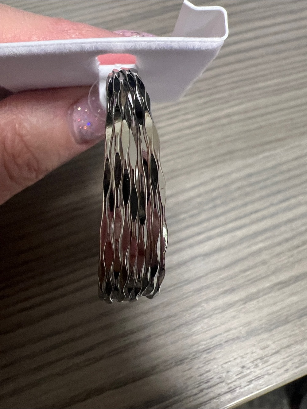 Layered Wavy Hoop Earrings in Silver